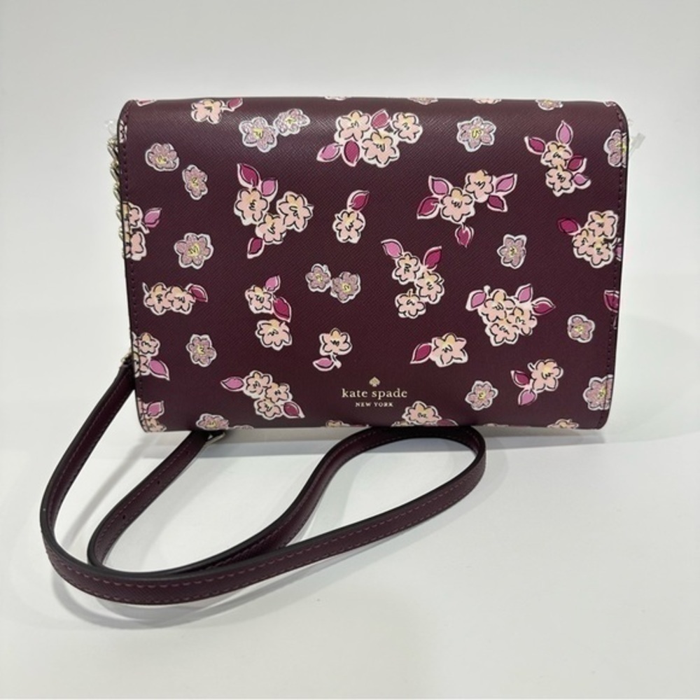 New Kate Spade Tinsel Flap Crossbody Envelope Clutch Bag with Floral Print - Picture 9 of 14